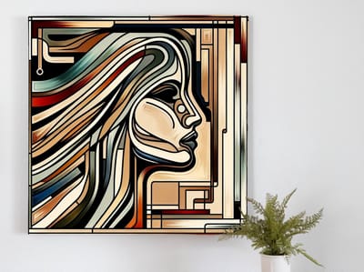 Modern vrouw schilderij | Vrouwelijkheid in de moderne kunst: een eigentijds meesterwerk vol verbeelding | Kunst - 40x40 centimeter op Canvas | Foto op Canvas