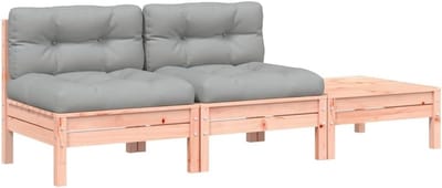 Tuinbank met kussens - Buitenbank loungebank - Ontspannen in de tuin - Inclusief voetenbank - 189 x 63 cm - Grijs