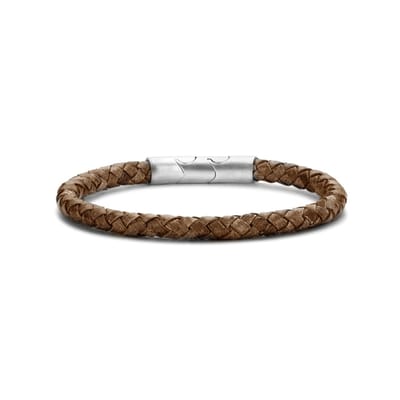 Frank 1967 bracelet brown braided leather 23cm ips