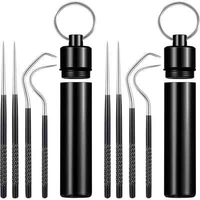 Ensemble de Cure-dents Portables en Titane de Poche Réutilisables en Métal Acier Inoxydable avec Support pour Pique-nique en Plein Air et Camping (Noir2 Jeux) United States