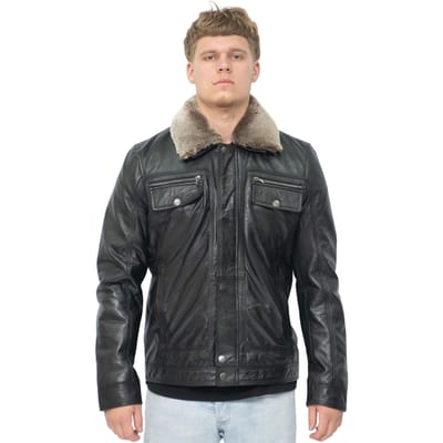 Heren truckershirt leren jas-Galway
