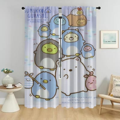 Sumikko Gurashi Gordijnen Kinderkamer Verduisterend Gordijn voor Kamer 2 Panelen Interieurgordijnen Shades Halloween Decoratie Woonkamer W50xH70cmx2pcs-CL gray