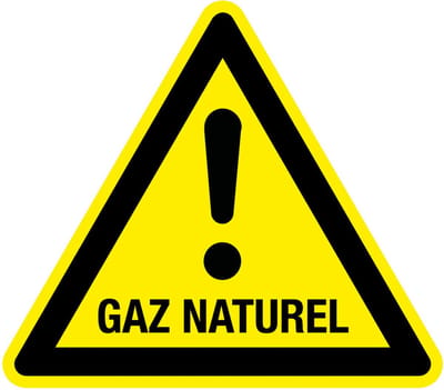 Waarschuwingssticker GAZ naturel 100 mm