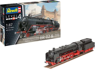 Revell Modelbouwpakket Militaire voertuigen - 02171 Express locomotive BR 02 - Tender 2'2'T30 Plastic - 1:87 - Modelbouw