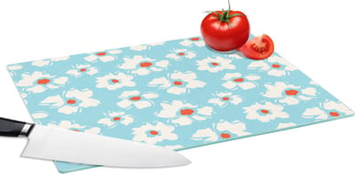 Glazen Snijplank - 39x28 - Waterverf - Bloemen - Patroon - Snijplanken Glas