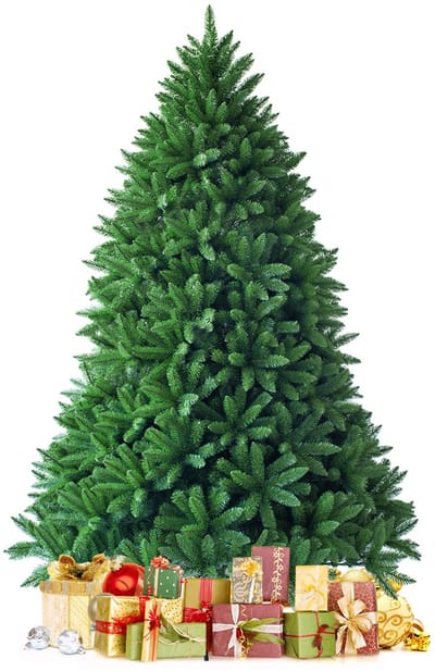 COSTWAY Kunstkerstboom, dennenboom met metalen standaard, pvc-naalden, kunstboom, kerstklapsysteem, ideaal voor thuis, kantoor, winkels (180 cm)