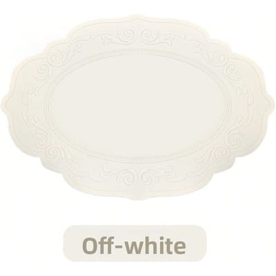 Tapis de table en silicone style rétro européen pour table à manger, tapis antidérapant, sous-verre ménager égouttoir, tapis d'isolation thermique blanc