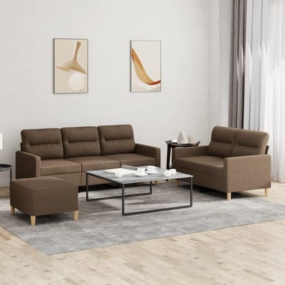 vidaXL - 4-delige - Loungeset - met - kussens - stof - bruin