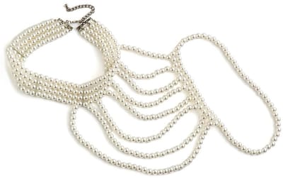 Dailygoods- Schouderketting U-vormig - Meerlaagse Choker - Faux Parels - Verstelbaar - Vintage-inspiratie - Dramatisch Watervaleffect - Halsketting