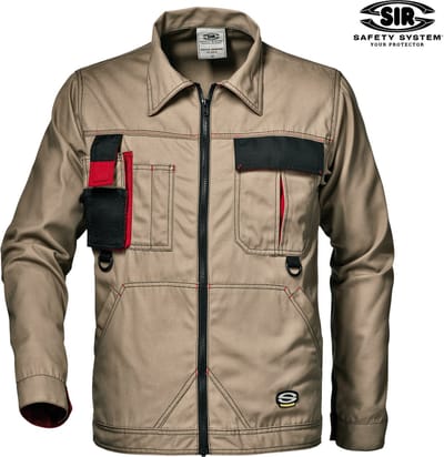 SIR SAFETY HARRISON Werkjas HEREN Veiligheidsjas Beige - Slijtvaste Stof - Voor lente en herfst - Multifunctionele Zakken - Versterkte Naden