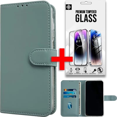 Casemania Hoesje Geschikt voor Samsung Galaxy A35 - Licht Blauw & Glazen Screenprotector - Portemonnee Book Case - Kaarthouder & Magneetlipje