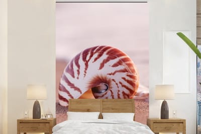 Behang - Fotobehang Schelp - Strand - Zee - Zand - Breedte 200 cm x hoogte 300 cm