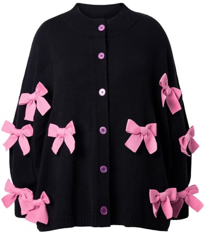 MIAMODA - Dames - Vest oversized strikjes wijde lange mouw - Zwart - Maat 3+