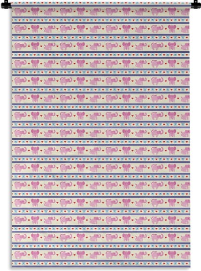 Wandkleed - Wanddoek - Roze - Olifant - Lijn - Design - 120x180 cm - Wandtapijt