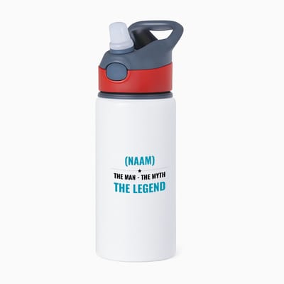 Hacebo® - the man the myth the legend met je eigen naam waterfles met rietje rood - iemand die een legend is - de man - myth - mythe - legendarisch - verjaardagscadeau - verjaardag - cadeau - kado - geschenk - gift - water fles - 650ML