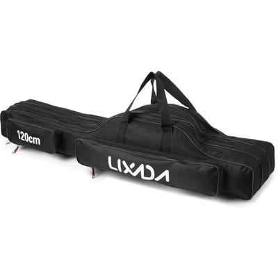 Lixada 3 Lagen Hengeltas Draagbare Opvouwbare Hengel Draagtas Vismolen Visgerei Opbergtas Case 120cm zwart