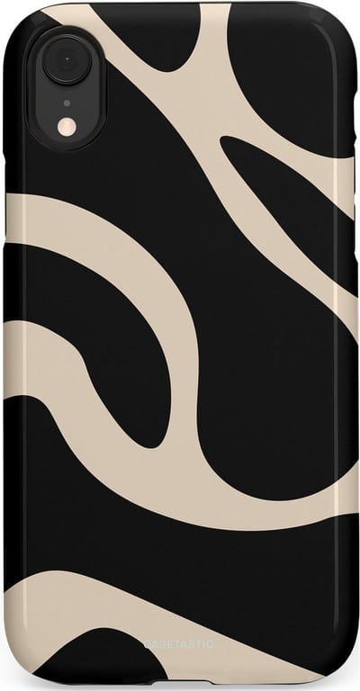 Casetastic hoesje geschikt voor Apple iPhone XR - Dubbellaagse bescherming - Zwart Zand Organische Golven - Fashion Case - Zwart Zand
