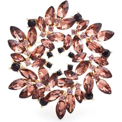 Wuli&baby Charmante Ronde Broches Voor Vrouwen Unisex 4-kleur Strass Wretch Bloem Feest Kantoor Broche Spelden Cadeaus beige