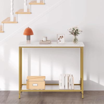 Smalle consoletafel, halmeubel, bijzettafel, entreetafel, presentatietafel, geschikt voor kleine ruimtes, afmetingen 85 x 30 x 81 cm