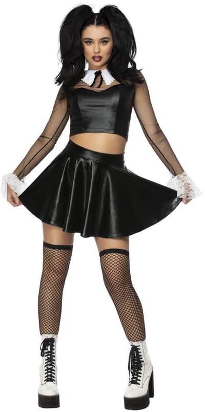 Fever - Gothic School Girl Kostuum - M - Zwart/Wit