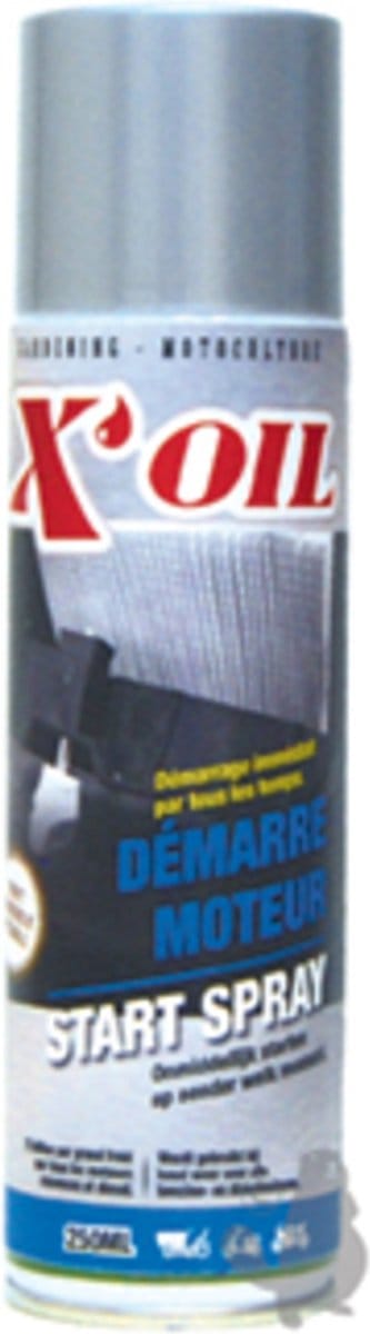 Startspray X'OIL voor koud starten van motoren. Inhoud 250ml.