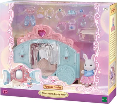 Glanzende Kinderkamer Speelset met Glinsterende Koets en Accessoires voor Poppenhuis