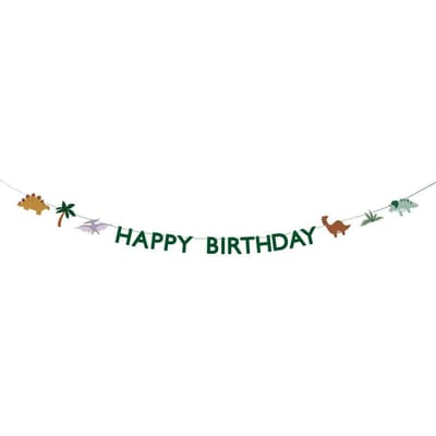 Partydeco - Banner Happy Birthday Dino, 3 m, mix