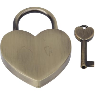 1 Set Hartslot Metaal Vintage Hangslot Huishoudelijke Knutselbenodigdheden met Sleutel 45x59mm Oud Goud brons