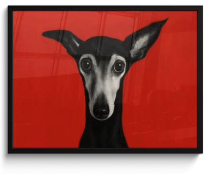 Poster in lijst - Fotolijst 70x50 cm - Posters - Windhond - Minimalistisch - Rood - Posterlijst zwart - Decoratie - Wanddecoratie woonkamer - Muurdecoratie slaapkamer