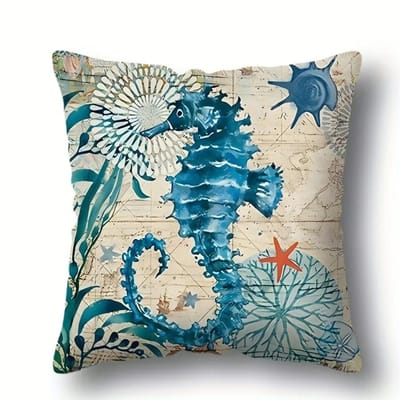 Décoration d'Intérieur Créatures Marines Carte Imprimée Housse de Coussin Motif Housse de Coussin Convient pour Canapé Chambre Voiture Housse de Coussin 45x45cm