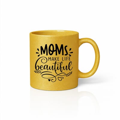 Moms Make Life Beautiful Gouden Editie Mok - Glanzende Metallic Keramische Beker - Uniek Luxe Cadeau voor Moeders