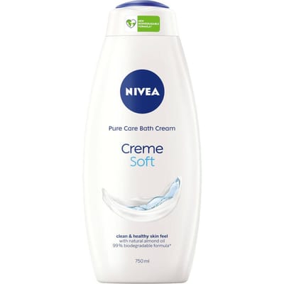 NIVEA Creme Soft Douchecrème 750 ml – Hydraterend, Amandelolie, Voor een Zachte Huid, Transparante Fles