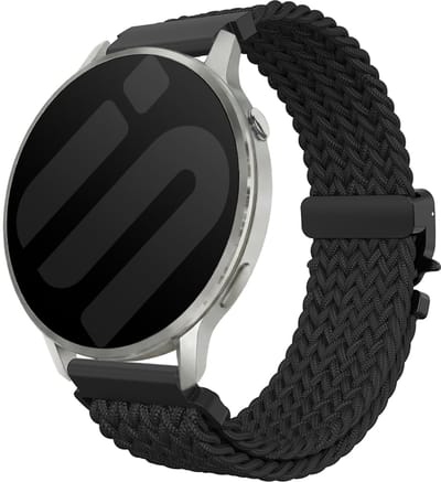 Strap-it 20mm gevlochten band met P-sluiting - universeel geschikt voor Garmin Vivoactive 6 / 5 / 3 / Vivomove / 3 / HR / Style / Luxe / Sport / Trend / Forerunner 645 / 570 / 245 / 170 / 165 / 70 / 55 / Venu / SQ / SQ2 / 2 Plus - Zwart
