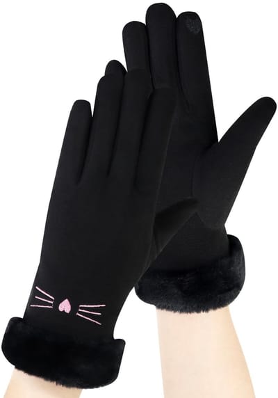 Dailygoods - Dames winterhandschoenen, schattige winddichte dames winter warme touchscreen-handschoenen zachte pluche gevoerde thermische handschoenen voor fietsen dagelijks gebruik