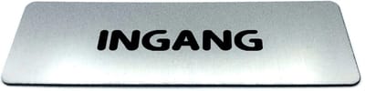 Deurbordje RVS-Look met tekst ingang - Ronde letter - Formaat 150 mm x 50 mm x 1,6 mm - Zelfklevend | Geborstelde RVS-look toplaag | Gratis Verzending | Decoporta