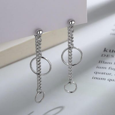 Boucles d'oreilles à pampilles rondes en argent sterling 925 pour femmes, bijoux géométriques de fête, cadeau, nouveauté S-E1303 white