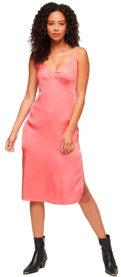 Superdry - Satijnen cami midi-jurk - Dames - Jurken