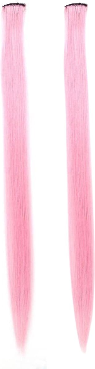 2 x Clip in Hairextension 60cm - Roze - Baby roze - #60BR - nephaar - Hair extension | haar extensie- carnaval haar - gekleurde extensions - extensions met clip
