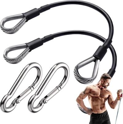 Verlengkabel Fitness Set - Trainingskabel Karabijnhaak - Kracht Training - Stille PU Coating - 2 Stuks 25.4 cm - Zwart