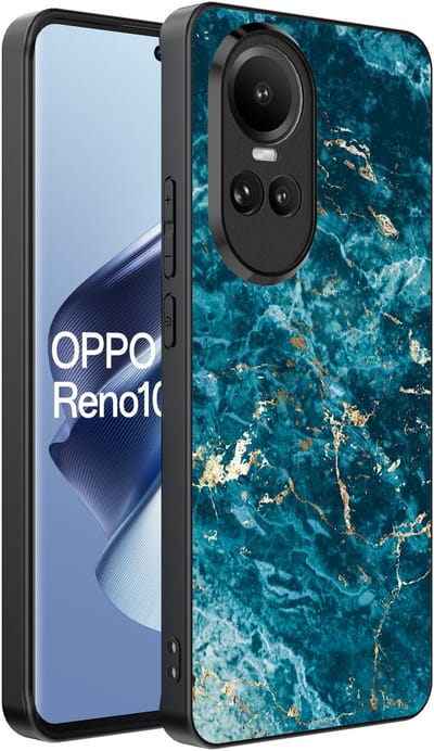 Smartphonica Telefoonhoesje Geschikt voor Oppo Reno 10 / 10 Pro met marmer opdruk - TPU backcover case blue marble design - Blauw geschikt voor Oppo Reno 10;Oppo Reno 10 Pro