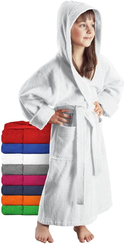 Dailygoody - Kinderbadjas - Katoenen Badstof - Met Capuchon - Ruime Keuze Aan Kleuren - Ademend - Knuffelzacht - Geschikt Voor Jongens En Meisjes