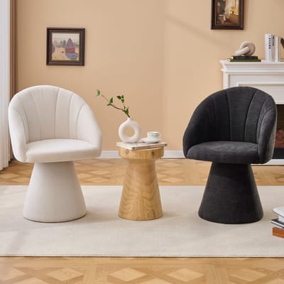 HAUSS SPOLE Eetkamerstoel - Draaibare Kuipstoel - Zachte Chenille Bekleding - Voor Eethoek En Woonkamer - Houten Basis - Grijs