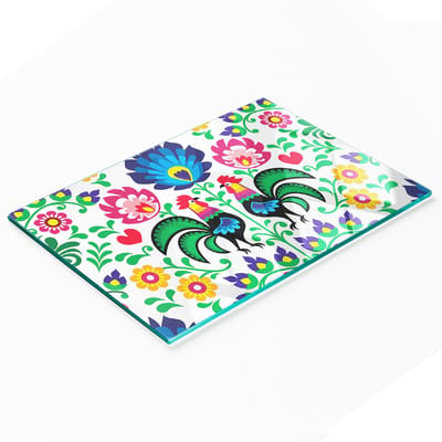 Multifunctionele decoratieve keukenplank met gehard etnisch patroon, 80x52 cm