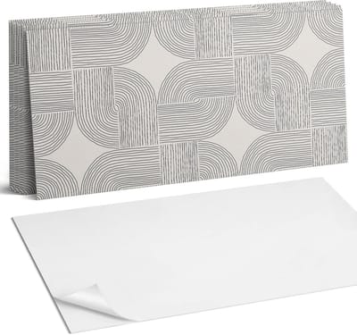 Coloray Plaktegels - Geometrische lijnen in de lay-out Wandtegel Zelfklevend - 60 cm x 30 cm - Romig Plaktegels - 6 stuks - Rechthoek PVC Tegels - Plaktegels Keuken - Zelfklevende Vloertegels Badkamer - Vinyl Tegels - Zelfklevende Wandtegels