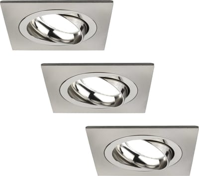 Ledvion - 3X LED Inbouwspot Sevilla - Dimbaar - 3W - 6500K - Ø92 mm - RVS
