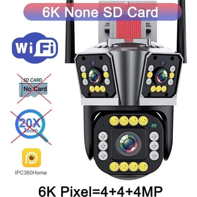Nieuwe 6K 12MP WiFi Camera Buiten 10x Zoom Drie Lenzen Drie Schermen PTZ Beveiligingscamera Automatische Tracking CCTV Videobewaking IP Camera's 6K Camera