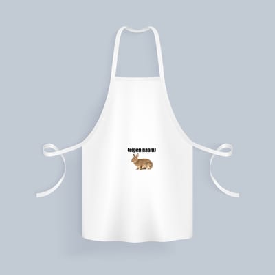 Akyol - konijn met eigen naam Keukenschort - Konijn - konijnen liefhebbers - iemand die houdt van konijnen - verjaardag - cadeau - kado - 82 bij 71 cm