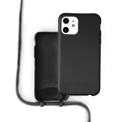 Coverzs Silicone case met koord - Telefoonhoesje met koord - Backcover hoesje met koord - touwtje - geschikt voor Apple iPhone 11 - zwart