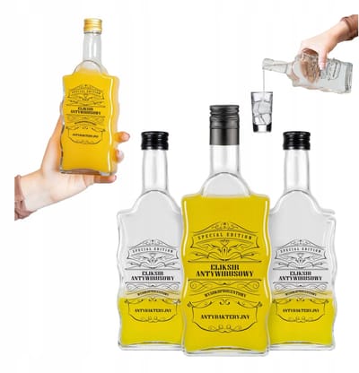 Bimberek Serie - Fles 500ml - Eliksir Antywirusowy - Uniek Ontwerp - Grijs Glas