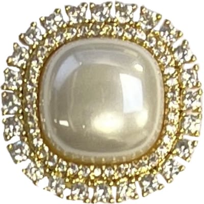 Fako Bijoux® - Magneet Broche Mini - Magneetbroche - Parel Met Strass - Magnetische Broche - Hoofddoek Magneet - Sjaal - Hijab - Abaya - 20x20mm - Goudkleurig